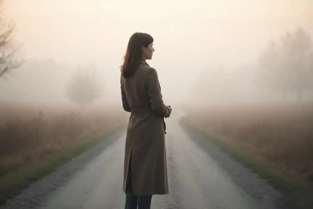 на развилке с туманом