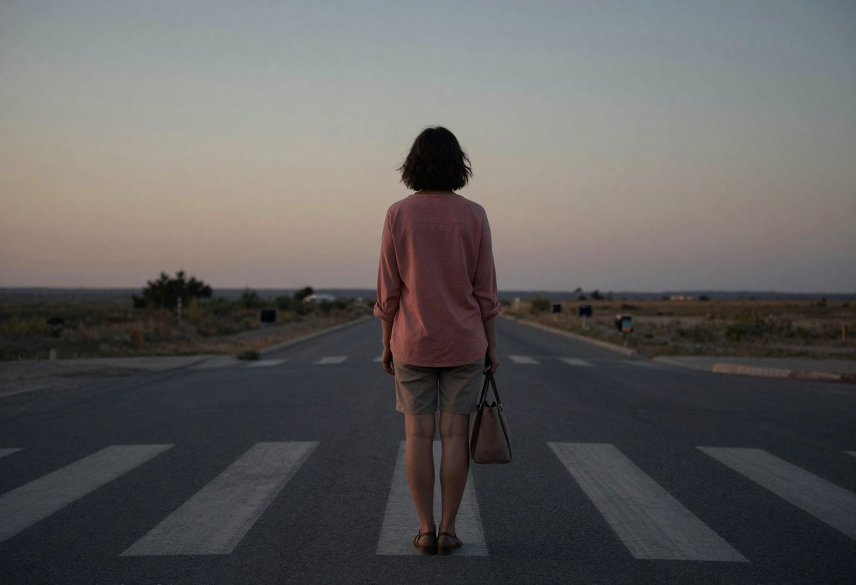 Женщина на перекрёстке на закате &mdash; образ нового пути после развода